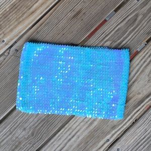 Topshop sequin tube top blue